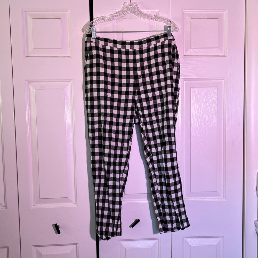 Gingham linen pants